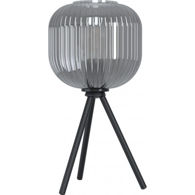 56,95 € Free Shipping | Table lamp Eglo Mantunalle 1 Ø 20 cm. Steel. Black and transparent black Color