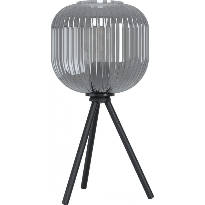 48,95 € Free Shipping | Table lamp Eglo Mantunalle 1 Ø 20 cm. Steel. Black and transparent black Color