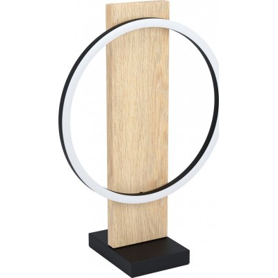 142,95 € Envio grátis | Lâmpada de mesa Eglo Boyal 43×30 cm. Aço, Madeira e Plástico. Cor branco, castanho e preto