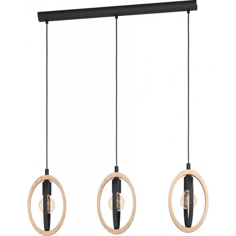 154,95 € 免费送货 | 吊灯 Eglo Basildon 110×78 cm. 钢 和 木头. 棕色的 和 黑色的 颜色