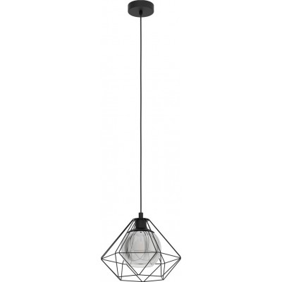 Lámpara colgante Eglo Vernham Forma Piramidal Ø 32 cm. Salón, cocina y comedor. Estilo retro y vintage. Acero. Color negro y negro transparente