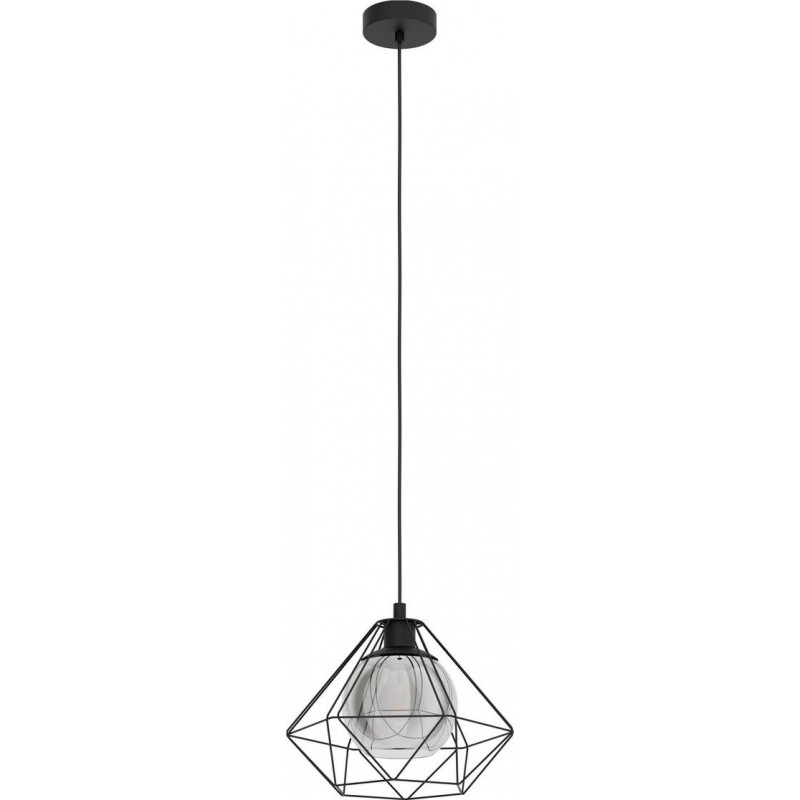 59,95 € Free Shipping | Hanging lamp Eglo Vernham Pyramidal Shape Ø 32 cm. Living room, kitchen and dining room. Retro and vintage Style. Steel. Black and transparent black Color