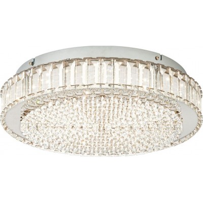 324,95 € Free Shipping | Ceiling lamp Eglo Stars of Light Balparda Cylindrical Shape Ø 41 cm. Ceiling light Living room, dining room and bedroom. Classic Style. Steel and Crystal. Plated chrome and silver Color