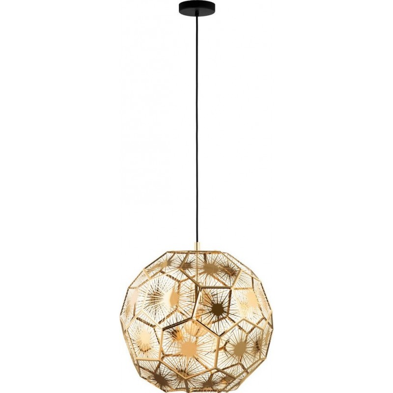 415,95 € Free Shipping | Hanging lamp Eglo Stars of Light Skoura Spherical Shape Ø 50 cm. Living room and dining room. Retro and vintage Style. Steel. Golden, brass and black Color