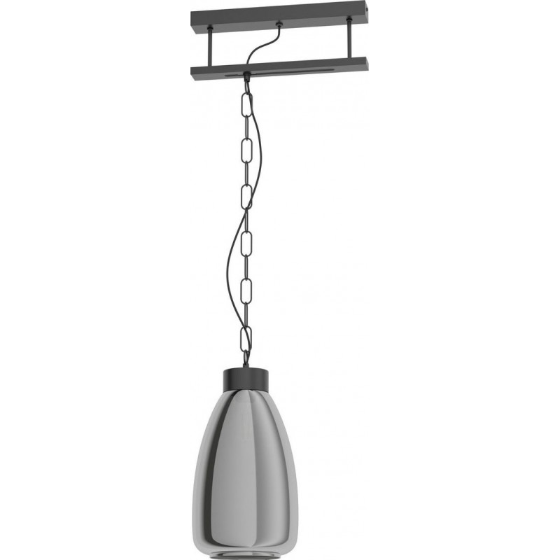 139,95 € Free Shipping | Hanging lamp Eglo Brickfield Conical Shape 109×35 cm. Living room and dining room. Modern and design Style. Steel. Black and transparent black Color