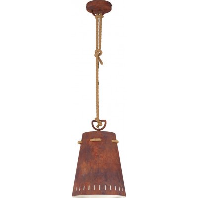 96,95 € Free Shipping | Hanging lamp Eglo Meopham Conical Shape Ø 24 cm. Living room and dining room. Retro and vintage Style. Steel. Brown and rust brown Color
