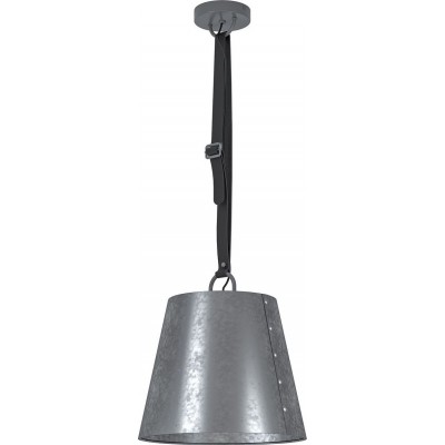 106,95 € Free Shipping | Hanging lamp Eglo Chertsey Ø 33 cm. Steel and leather. Black and zinc Color