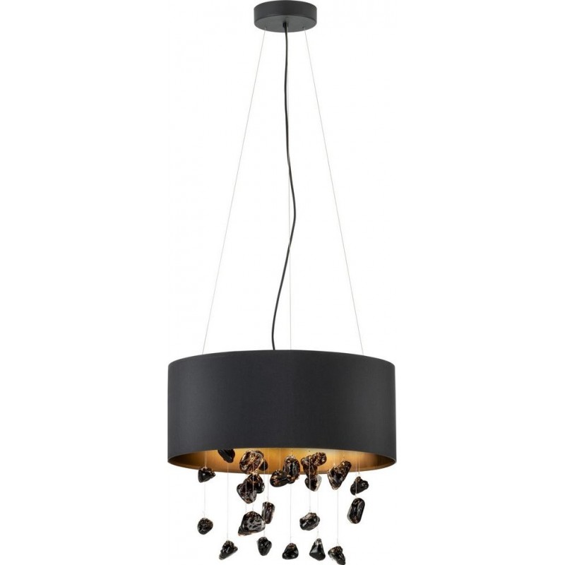 222,95 € Free Shipping | Hanging lamp Eglo Stars of Light Escuela Cylindrical Shape Ø 53 cm. Living room, dining room and bedroom. Modern and sophisticated Style. Steel, textile and glass. Black Color