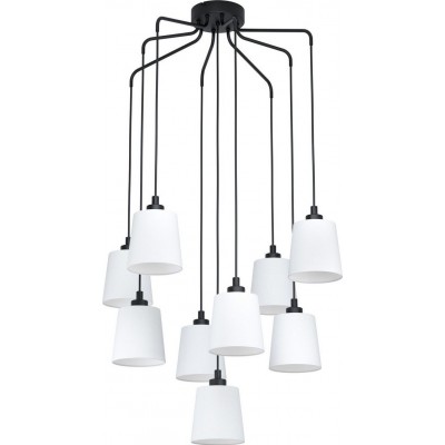 Chandelier Eglo Stars of Light Bernabetta Angular Shape Ø 78 cm. Living room, dining room and bedroom. Modern, sophisticated and design Style. Steel and Textile. White and black Color