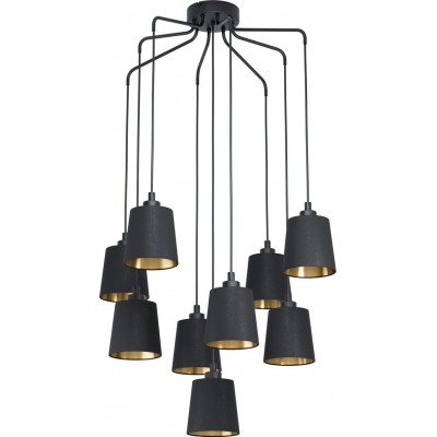 Chandelier Eglo Stars of Light Bernabetta Angular Shape Ø 78 cm. Living room, dining room and bedroom. Modern, sophisticated and design Style. Steel and Textile. Golden and black Color