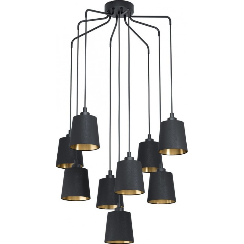 279,95 € Free Shipping | Chandelier Eglo Stars of Light Bernabetta Angular Shape Ø 78 cm. Living room, dining room and bedroom. Modern, sophisticated and design Style. Steel and Textile. Golden and black Color