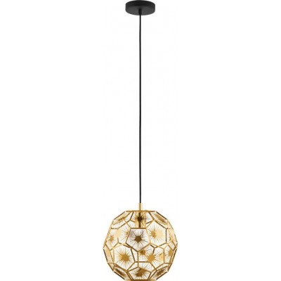 207,95 € Free Shipping | Hanging lamp Eglo Stars of Light Skoura Spherical Shape Ø 30 cm. Living room and dining room. Sophisticated and design Style. Steel. Golden, brass and black Color
