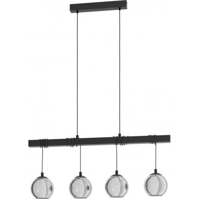 237,95 € Free Shipping | Hanging lamp Eglo Stars of Light Argallo Extended Shape 150×100 cm. Living room and dining room. Sophisticated and design Style. Steel. Black and transparent black Color