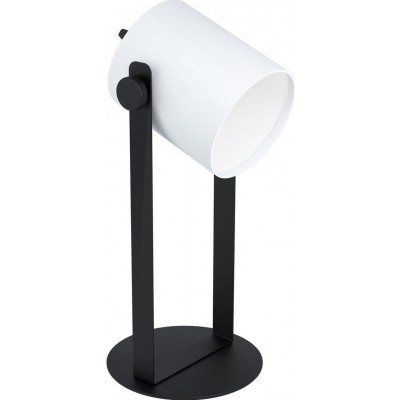 Lampada de escritorio Eglo Hornwood 1 43×20 cm. Aço, Madeira e Têxtil. Cor branco e preto