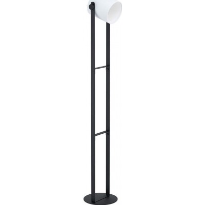 143,95 € Envio grátis | Luminária de piso Eglo Hornwood 1 Forma Cônica 140×22 cm. Sala de estar, sala de jantar e quarto. Estilo moderno, projeto e frio. Aço, madeira e têxtil. Cor branco e preto