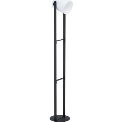 Floor lamp Eglo Hornwood 1 Conical Shape 140×22 cm. Living room, dining room and bedroom. Modern, design and cool Style. Steel, Wood and Textile. White and black Color
