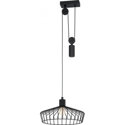 95,95 € Free Shipping | Hanging lamp Eglo Winkworth Pyramidal Shape Ø 38 cm. Living room, kitchen and dining room. Retro and vintage Style. Steel. Black Color