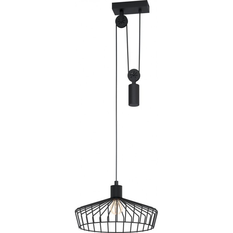 99,95 € Free Shipping | Hanging lamp Eglo Winkworth Pyramidal Shape Ø 38 cm. Living room, kitchen and dining room. Retro and vintage Style. Steel. Black Color