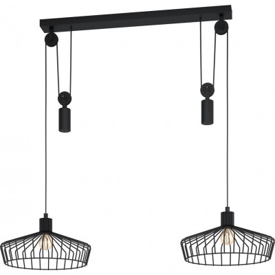 189,95 € Free Shipping | Hanging lamp Eglo Winkworth Extended Shape 117×110 cm. Living room, kitchen and dining room. Retro and vintage Style. Steel. Black Color