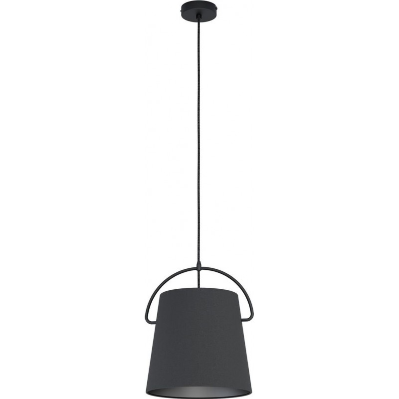 66,95 € Free Shipping | Hanging lamp Eglo Stars of Light Granadillos Conical Shape Ø 28 cm. Dining room and bedroom. Modern Style. Steel and textile. Black Color
