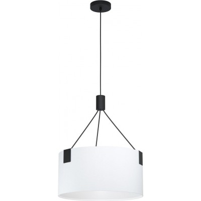 135,95 € Free Shipping | Hanging lamp Eglo Stars of Light Tortola Cylindrical Shape Ø 45 cm. Living room, kitchen and dining room. Modern Style. Steel and textile. White and black Color