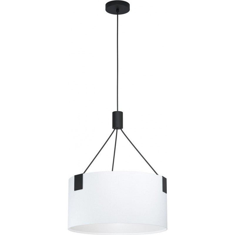 127,95 € Free Shipping | Hanging lamp Eglo Stars of Light Tortola Cylindrical Shape Ø 45 cm. Living room, kitchen and dining room. Modern Style. Steel and textile. White and black Color