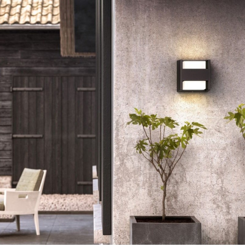 63,95 € Free Shipping | Outdoor wall light Philips Arbour 9W Cubic Shape 13×13 cm. Wall light Terrace and garden. Modern Style. Anthracite Color