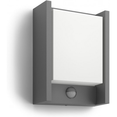 Outdoor wall light Philips Arbour 6W 4000K Neutral light. Rectangular Shape 22×17 cm. Apply mural. IR motion detection Terrace and garden. Modern Style. Anthracite Color