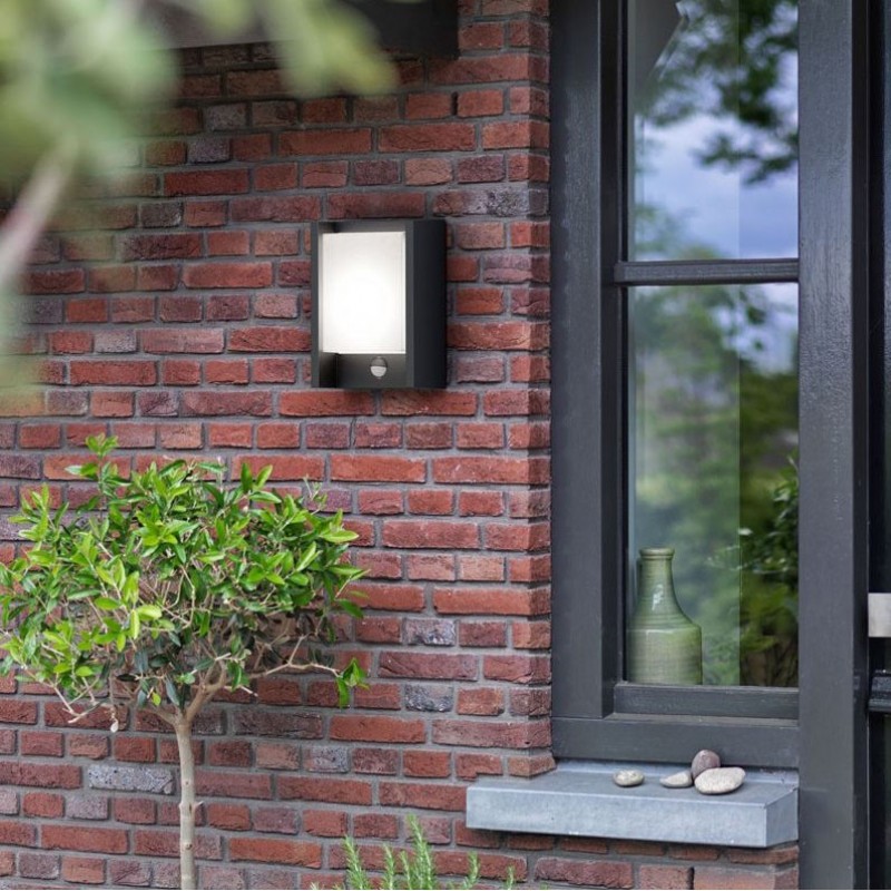 69,95 € Free Shipping | Outdoor wall light Philips Arbour 6W 4000K Neutral light. Rectangular Shape 22×17 cm. Apply mural. IR motion detection Terrace and garden. Modern Style. Anthracite Color