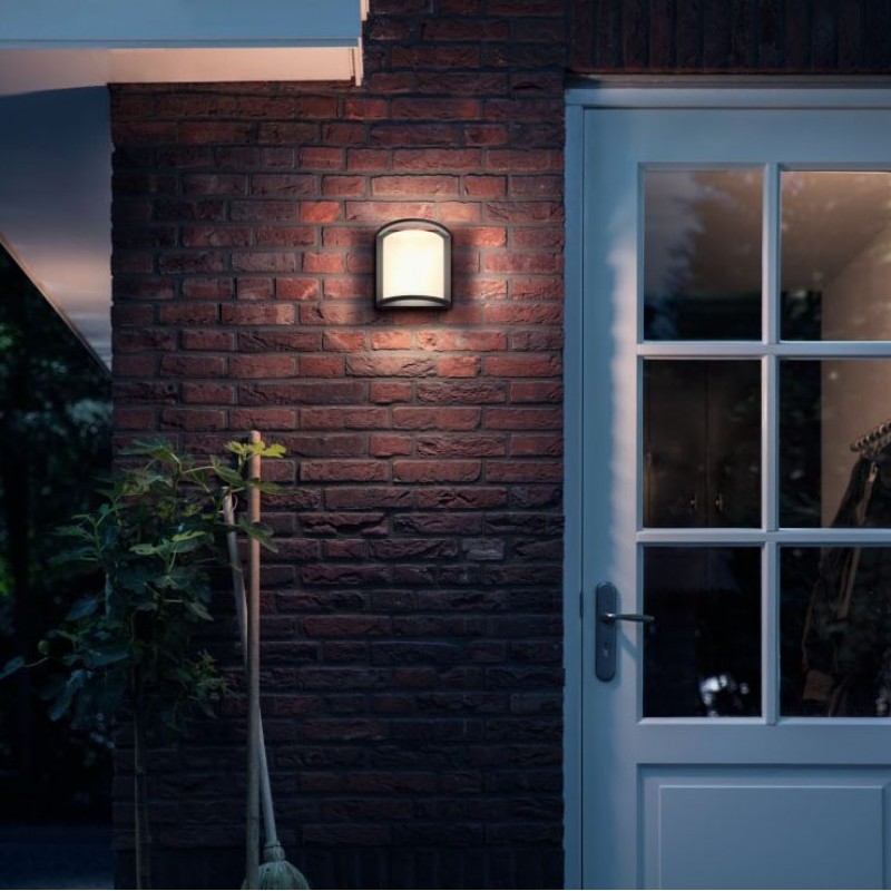 51,95 € Free Shipping | Outdoor wall light Philips Samondra 12W 4000K Neutral light. Rectangular Shape 19×19 cm. Wall light Terrace and garden. Modern Style. Anthracite Color