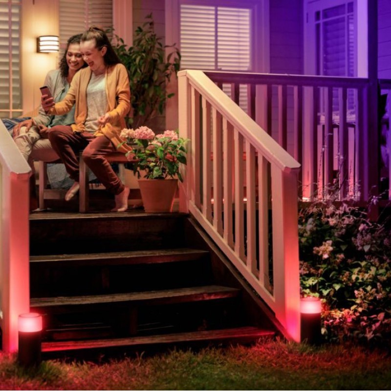 123,95 € Free Shipping | Luminous beacon Philips Calla 8W Cylindrical Shape 25×10 cm. Outdoor pedestal. Integrated White / Multicolor LED. Extension for low voltage system Terrace and garden. Sophisticated and design Style