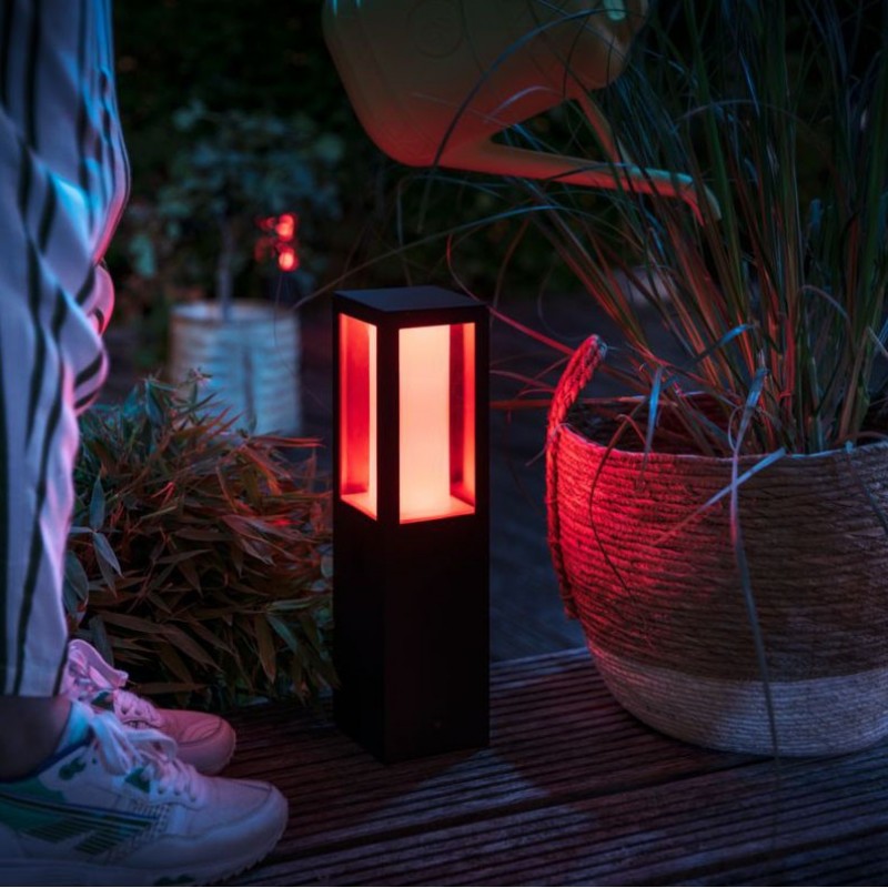 166,95 € Free Shipping | Luminous beacon Philips Impress 16W Cubic Shape 40×10 cm. Outdoor pedestal. Integrated White / Multicolor LED. Extension for low voltage system Terrace and garden. Sophisticated and design Style