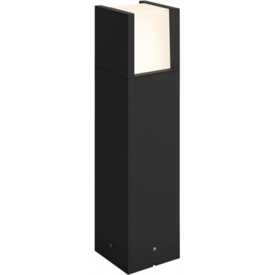 Luminous beacon Philips Fuzo 15W 2700K Very warm light. Cubic Shape 40×10 cm. Outdoor pedestal. Integrated LED. Direct mains power supply. Smart control with Hue Bridge Terrace and garden. Modern and sophisticated Style