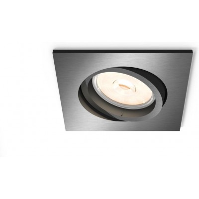 Recessed lighting Philips Donegal Square Shape 9×9 cm. Living room, bedroom and lobby. Sophisticated Style. Gray Color