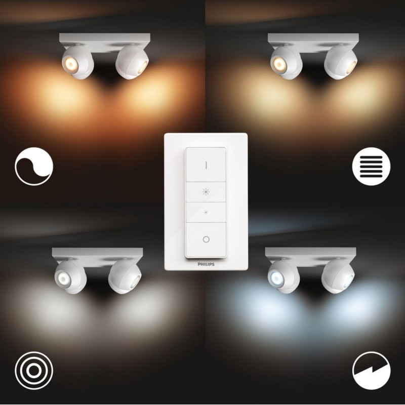 156,95 € Free Shipping | Indoor spotlight Philips Buckram 20W Square Shape 24×24 cm. Quadruple focus. Includes LED bulbs and wireless switch. Bluetooth control with Smartphone App Bedroom and store. Modern Style