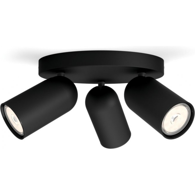 42,95 € Free Shipping | Indoor spotlight Philips Pongee Round Shape 22×22 cm. Compact focus. Adjustable projector Living room, dining room and lobby. Modern Style. Black Color