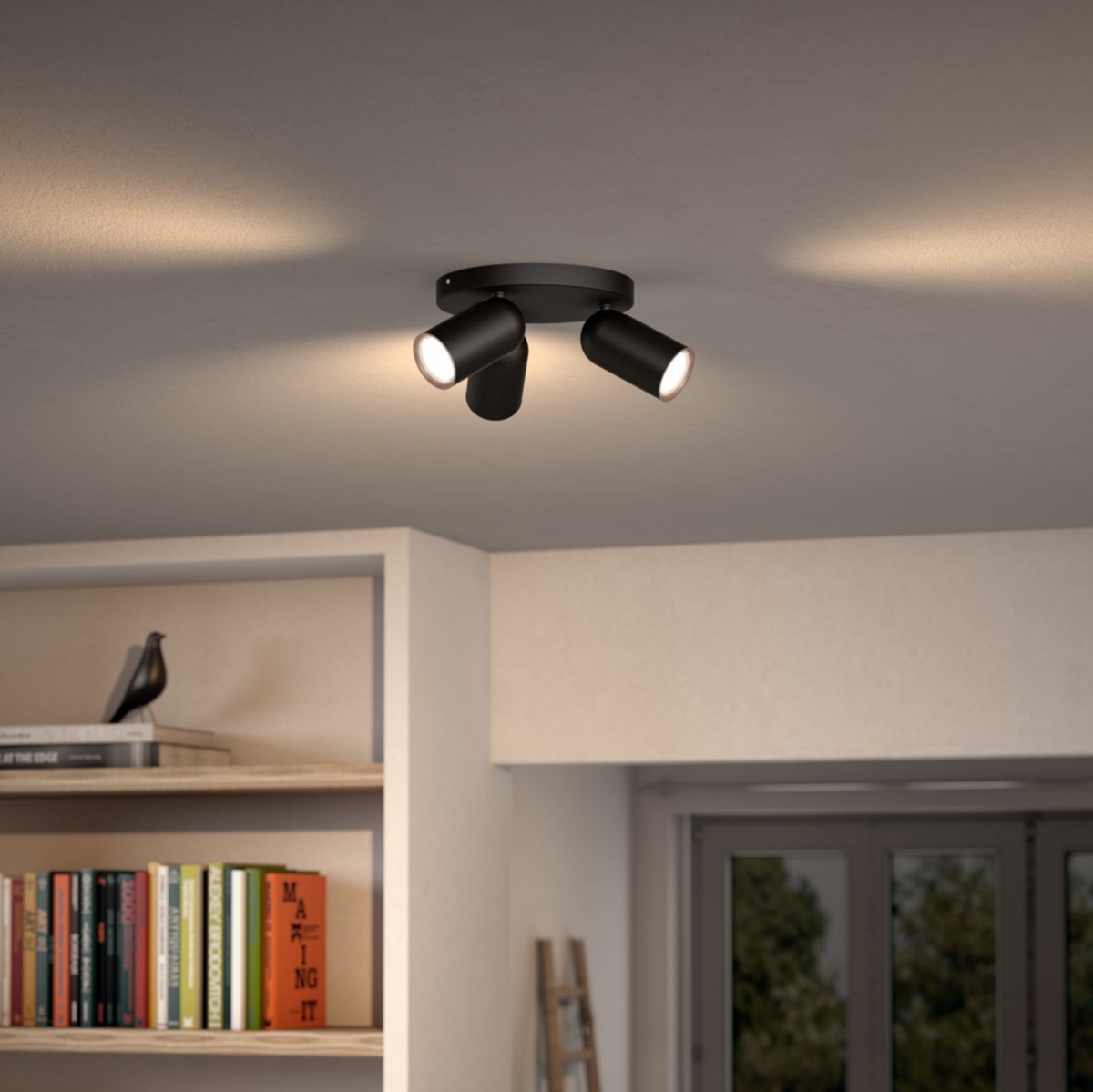 48,95 € Envio grátis | Refletor interno Philips Pongee 22×22 cm. Foco compacto. Projetor ajustável Cor preto