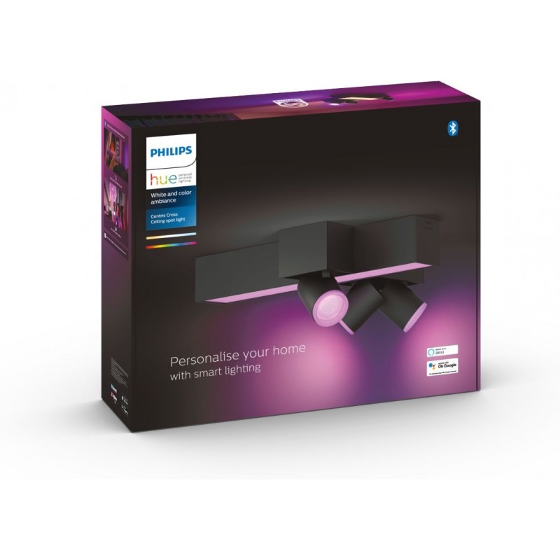 482,95 € Free Shipping | Indoor spotlight Philips Centris 25W Extended Shape 41×34 cm. Ceiling with three crossed lights. Integrated LED. Bluetooth Control with Smartphone App or Voice Living room, dining room and hall. Sophisticated Style