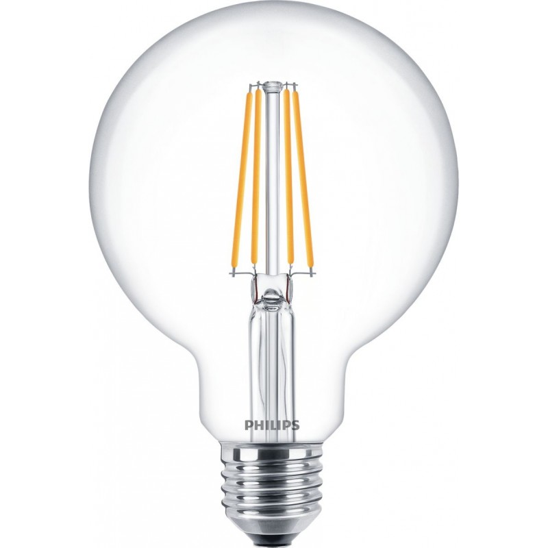 9,95 € Бесплатная доставка | Светодиодная лампа Philips LED Classic 7W E27 LED 2700K Очень теплый свет. 14×10 cm. Дизайн Стиль