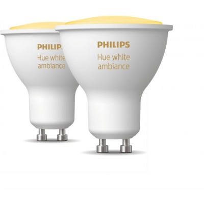Ampoule LED télécommandée Philips Hue White Ambiance 10W GU10 LED Ø 5 cm. Contrôle Bluetooth avec application smartphone ou voix