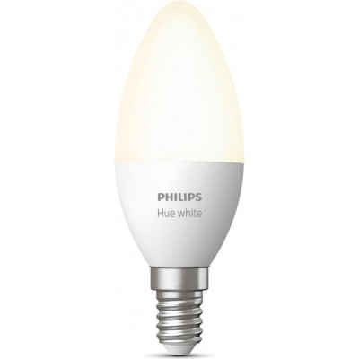 Ampoule LED télécommandée Philips Hue White 5.5W E14 LED 2700K Lumière très chaude. Ø 3 cm. Contrôle Bluetooth avec application smartphone ou voix