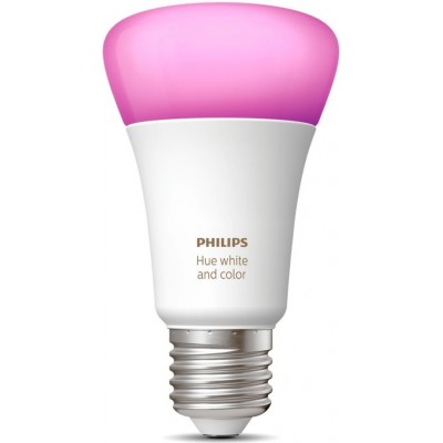 46,95 € Free Shipping | Remote control LED bulb Philips Hue White & Color Ambiance 9W E27 LED Ø 6 cm. Integrated White / Multicolor LED. Bluetooth Control with Smartphone App or Voice