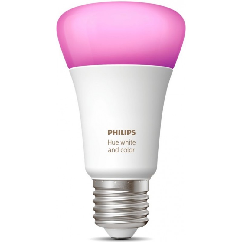 46,95 € Envio grátis | Lâmpada LED controle remoto Philips Hue White & Color Ambiance 9W E27 LED Ø 6 cm. LED branco / multicolor integrado. Controle de Bluetooth com aplicativo de smartphone ou voz