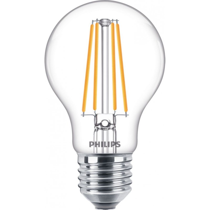 6,95 € Бесплатная доставка | Светодиодная лампа Philips LED Classic 8.5W E27 LED 4000K Нейтральный свет. 10×7 cm. Винтаж Стиль