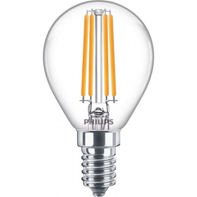 6,95 € Envío gratis | Bombilla LED Philips LED Classic 6.5W E14 LED 2700K Luz muy cálida. 8×5 cm. Luminaria de Vela LED Estilo vintage