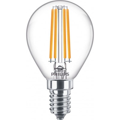 6,95 € Spedizione Gratuita | Lampadina LED Philips LED Classic 6.5W E14 LED 2700K Luce molto calda. 8×5 cm. lume di candela a LED Stile vintage