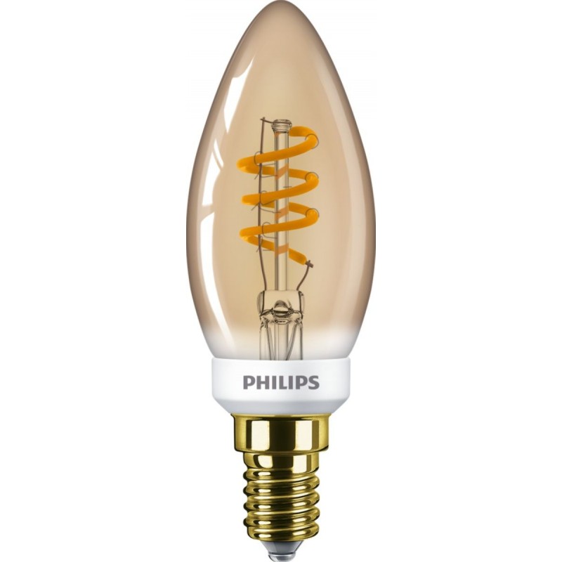 32,95 € Free Shipping | LED light bulb Philips LED Classic 3.5W E14 LED 2000K Very warm light. 11×5 cm. LED Candle Light. Adjustable Flame LED Vintage Style