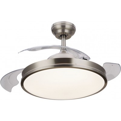 165,95 € Free Shipping | Ceiling fan with light Philips Atlas 80W Round Shape Ø 48 cm. Living room, dining room and office. Design Style. Nickel Color