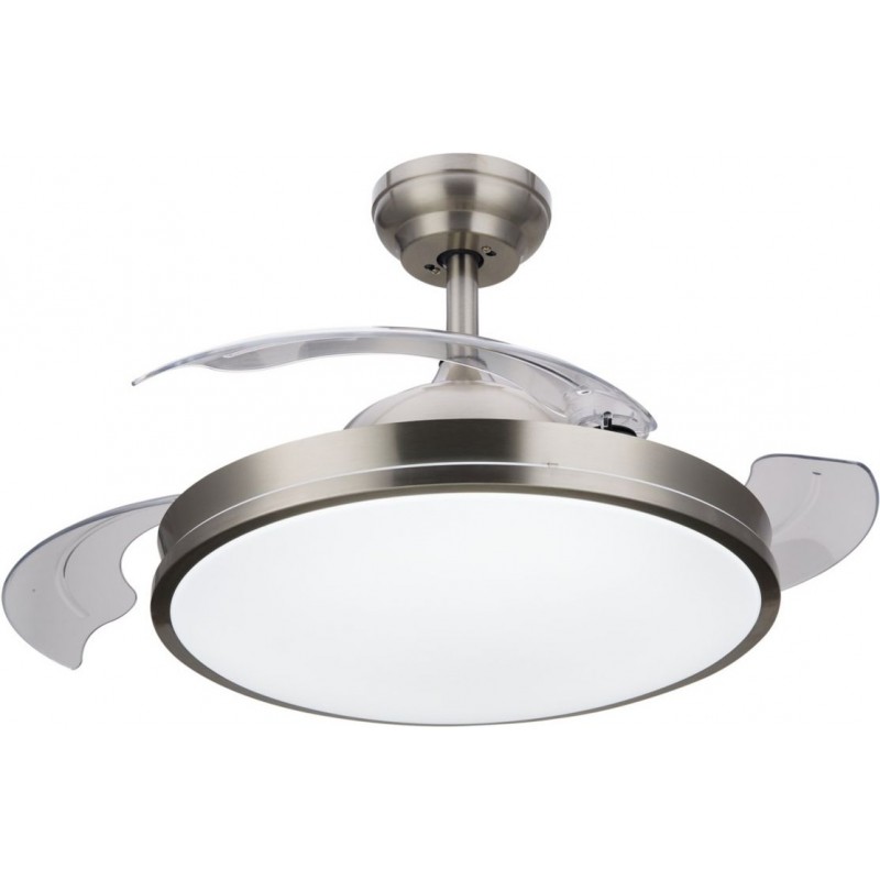 209,95 € Free Shipping | Ceiling fan with light Philips Atlas 80W Round Shape Ø 48 cm. Living room, dining room and office. Design Style. Nickel Color