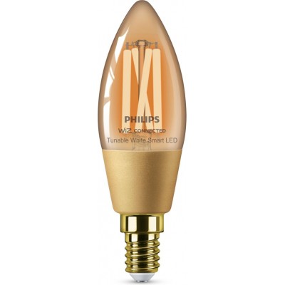 Ampoule LED Philips Smart LED Wi-Fi 4.8W 11×7 cm. Filament ambré. Wi-Fi + Bluetooth. Contrôle avec WiZ ou application vocale Style vintage. Cristal